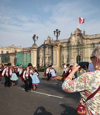 Change of guard at the Plaza de Armas in Lima